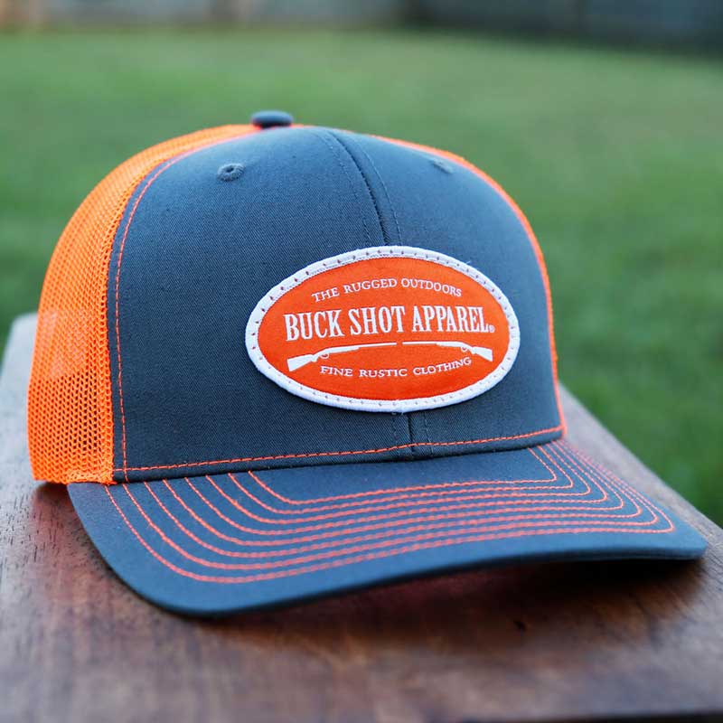 Charcoal/Blaze Orange Buck Shot Apparel Duel Wielding Patch Hat, {{Size}{{Sku}}