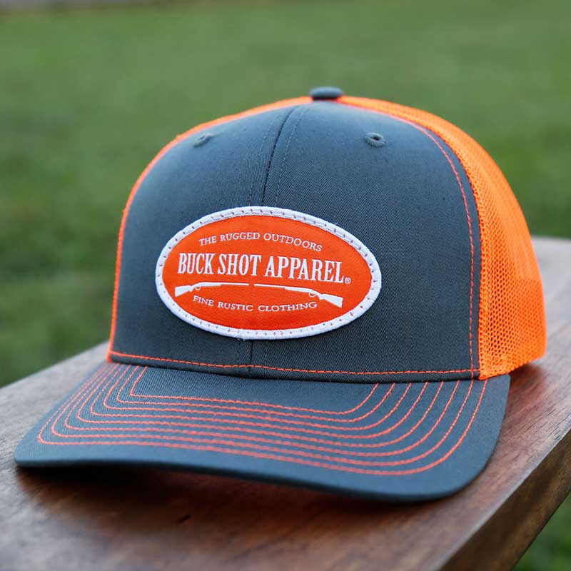 Charcoal/Blaze Orange Buck Shot Apparel Duel Wielding Patch Hat, {{Size}{{Sku}}