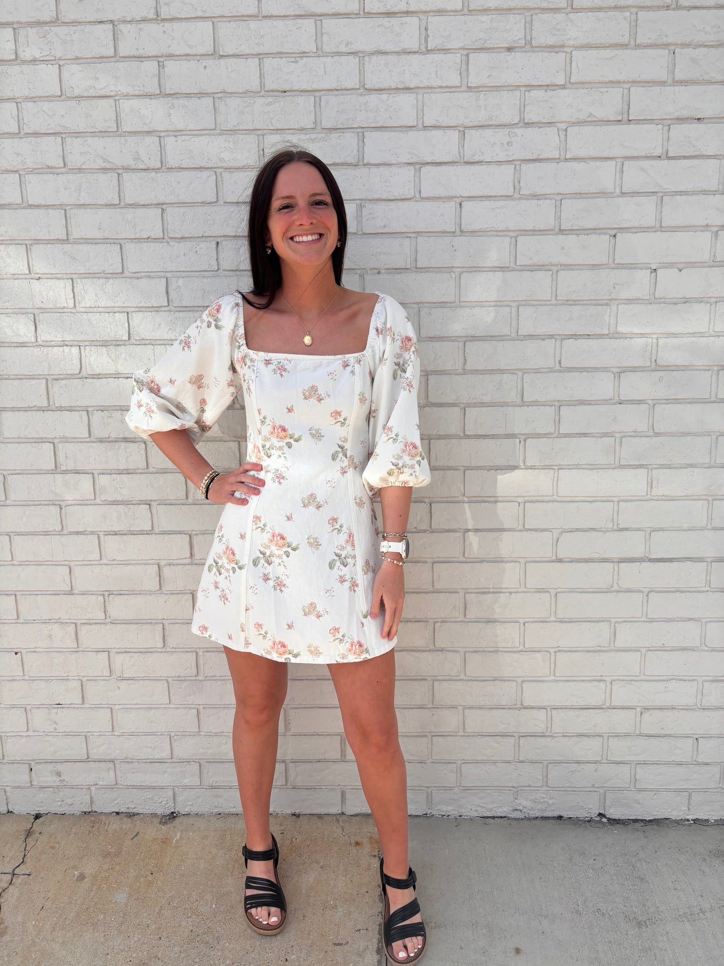 PRINCESS LINE PUFF SLEEVE DRESS