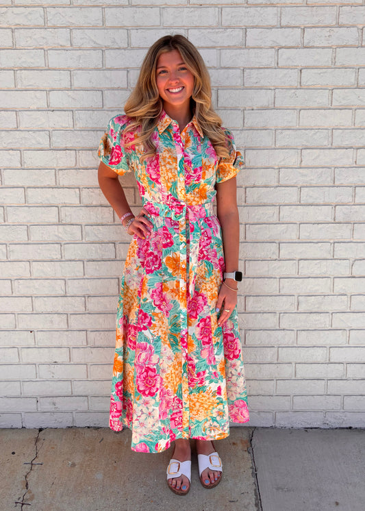 Fuchsia Teal Spring Dress