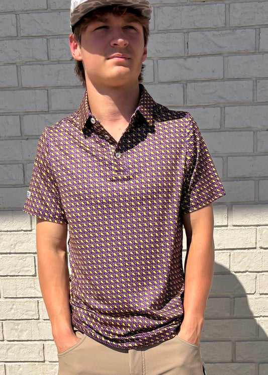 Burlebo Louisiana Purple & Yellow Performance Polo