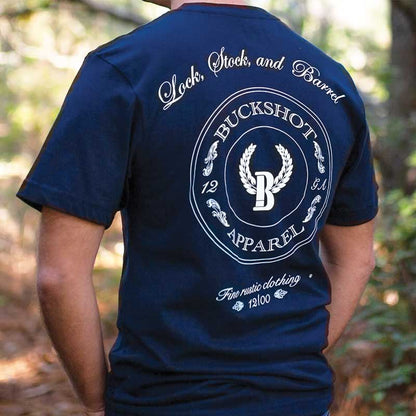 Navy Buck Shot Apparel Lock, Stock, and Barrel SS Pocket T-shirt, {{Size}{{Sku}}