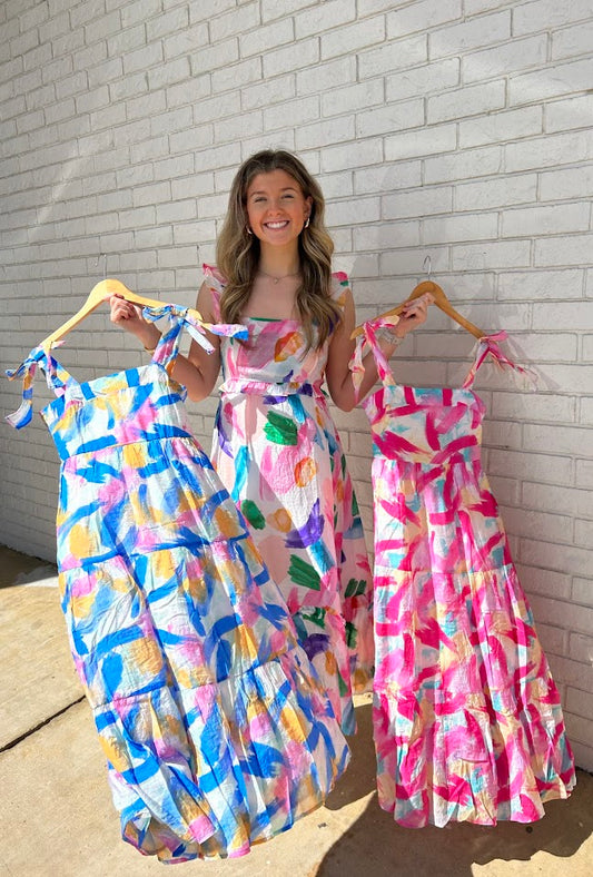 BRUSH STROKE MIDI DRESS