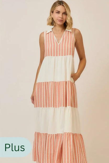 The Shimmer Shack Plus Stripe Sleeveless Maxi