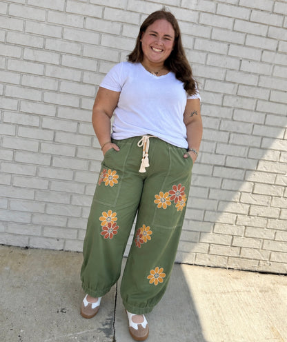 The Shimmer Shack Oddi PLUS Relaxed Fit Cropped Flower Pants
