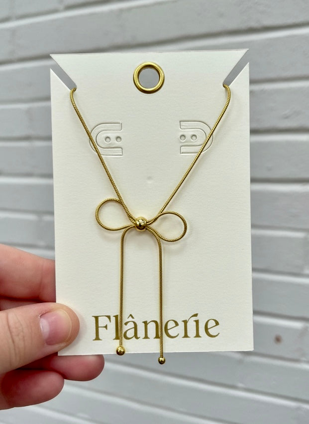 Flanerie 18k gold Wildrose Bow Necklace
