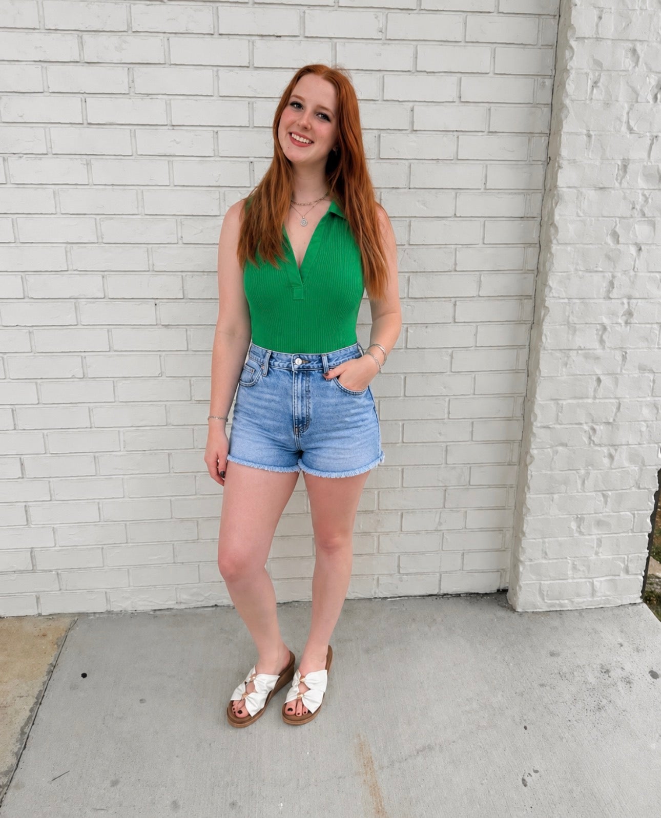 Collared V neck bodysuit