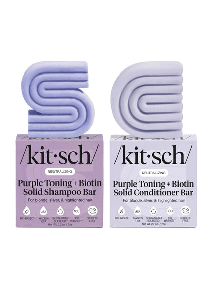 KITSCH - Purple Toning Shampoo & Conditioner Bar Combo for Color-Treated & Grey Hair