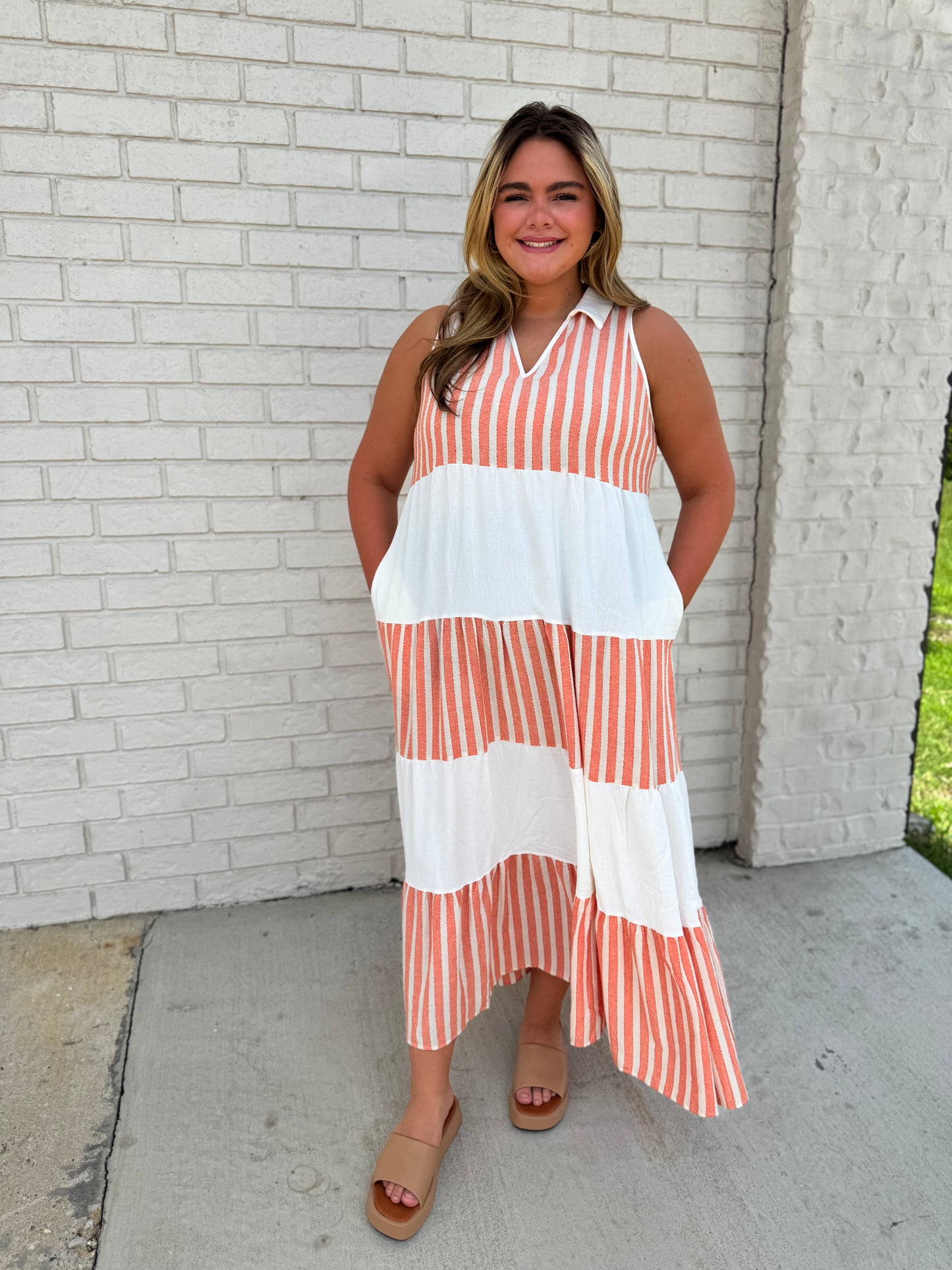 The Shimmer Shack Plus Stripe Sleeveless Maxi