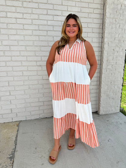 The Shimmer Shack Plus Stripe Sleeveless Maxi