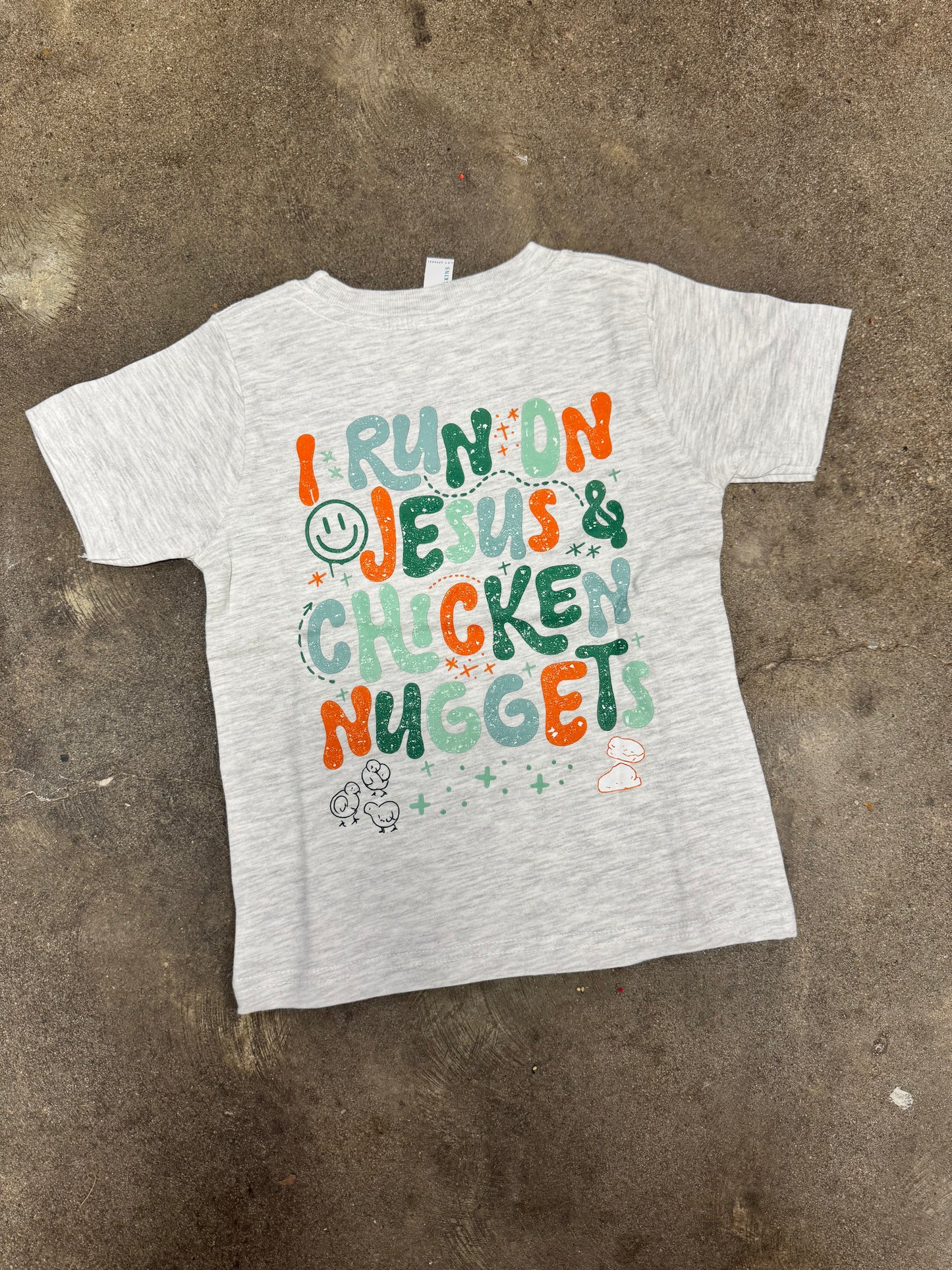 Running on chicken nuggets and Jesus Youth shirt