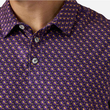 Burlebo- PERFORMANCE POLO - VINTAGE HELMETS - PURPLE AND YELLOW