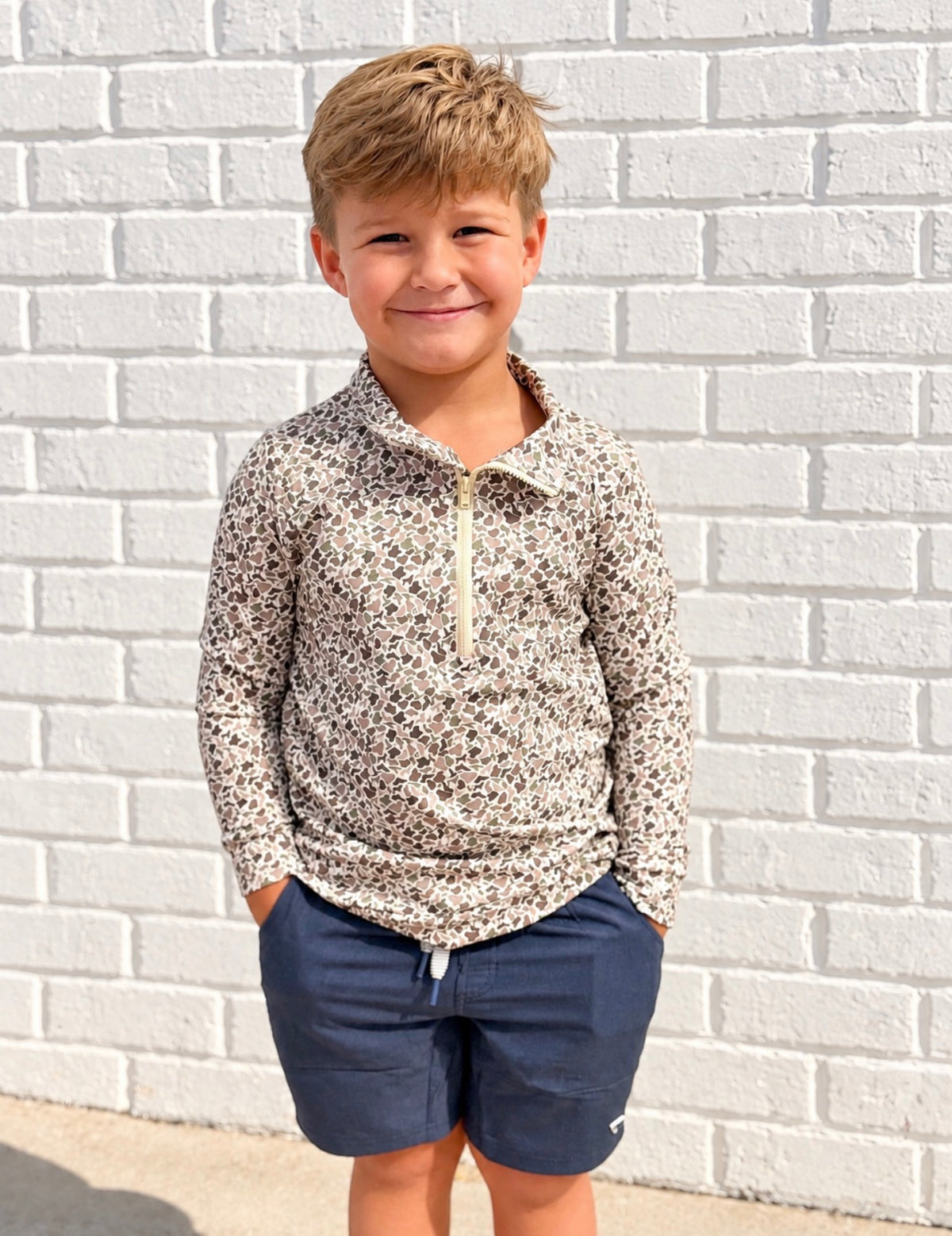 Dog Duck Hunt Camo Boy Quarter Zip