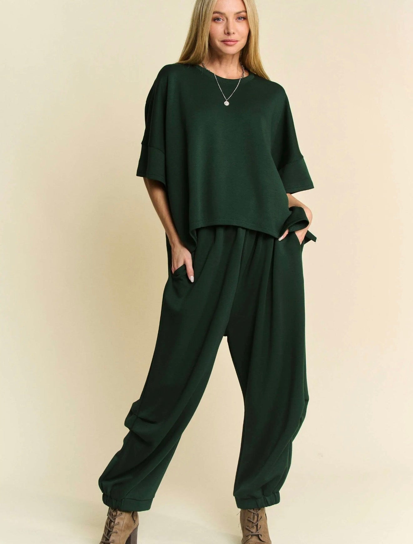 The Shimmer Shack Forrest Green Flowy Set