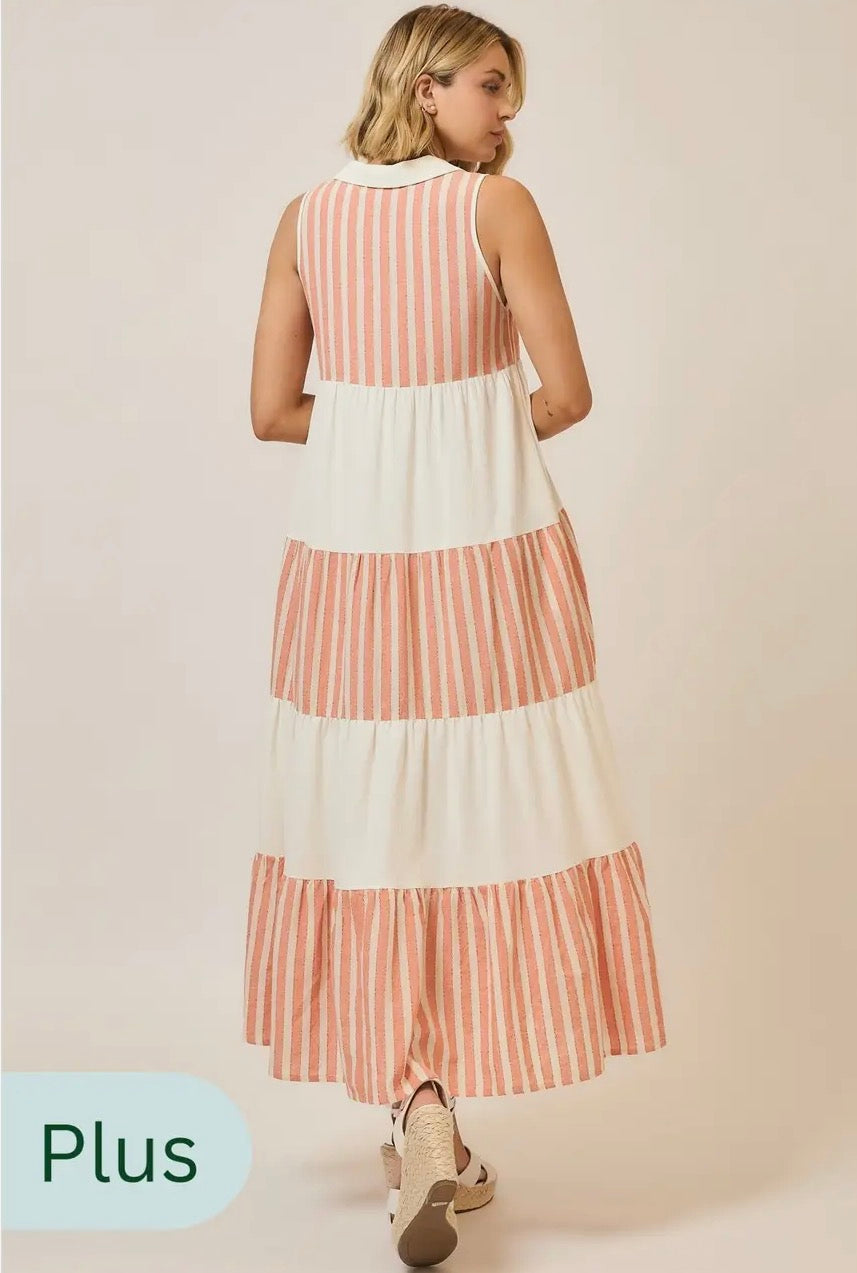 The Shimmer Shack Plus Stripe Sleeveless Maxi