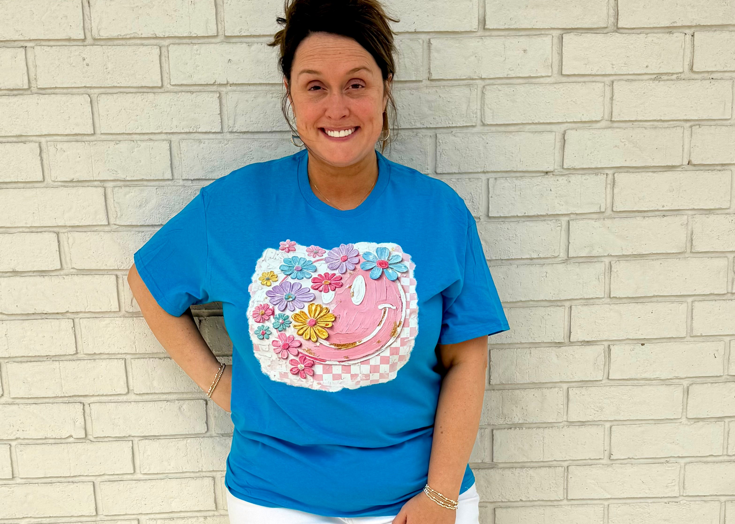 Pink Smiley Face DTF Shirt