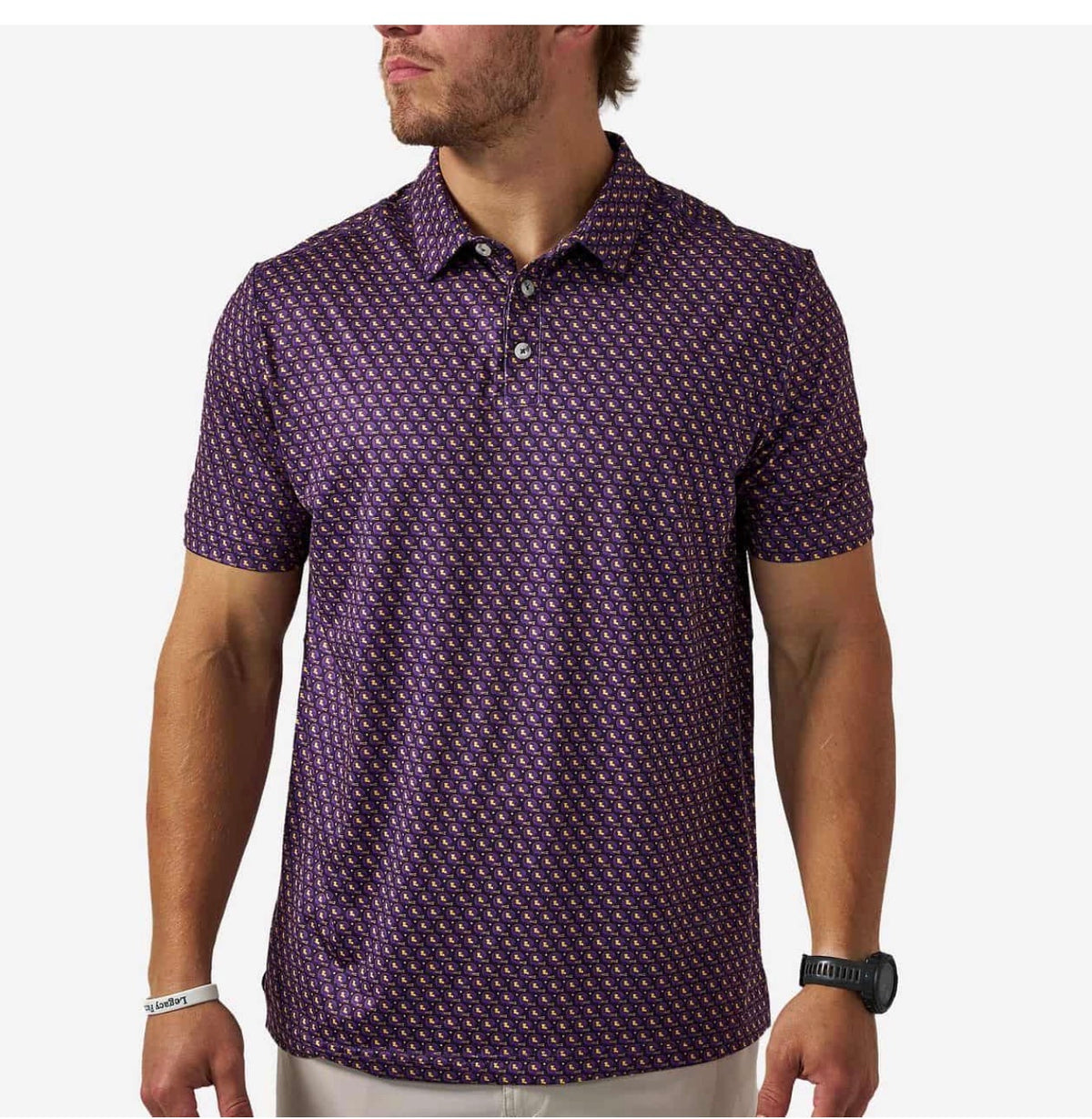 Burlebo- PERFORMANCE POLO - VINTAGE HELMETS - PURPLE AND YELLOW