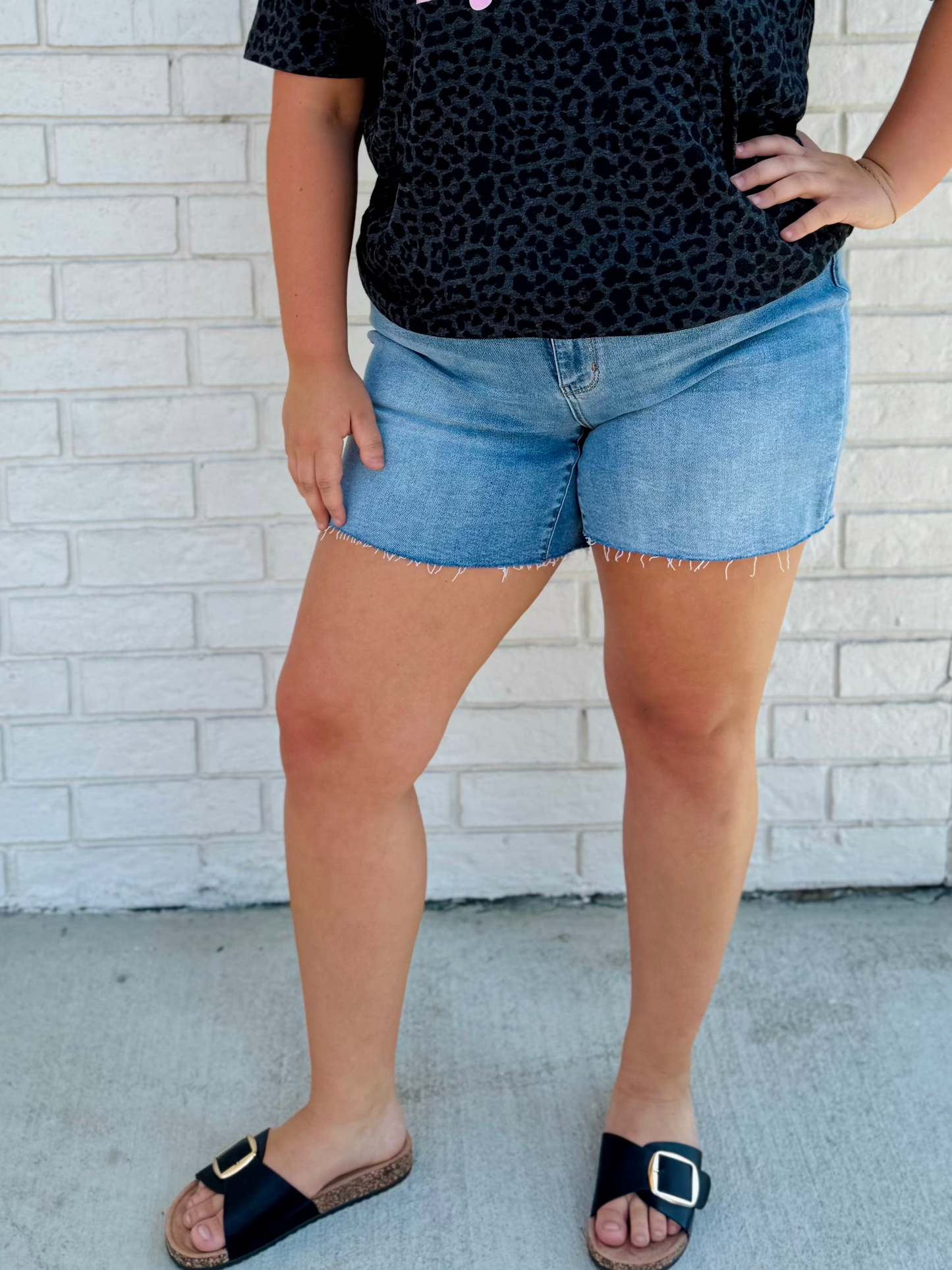 The Shimmer Shack PLUS JB Light Wash Shorts