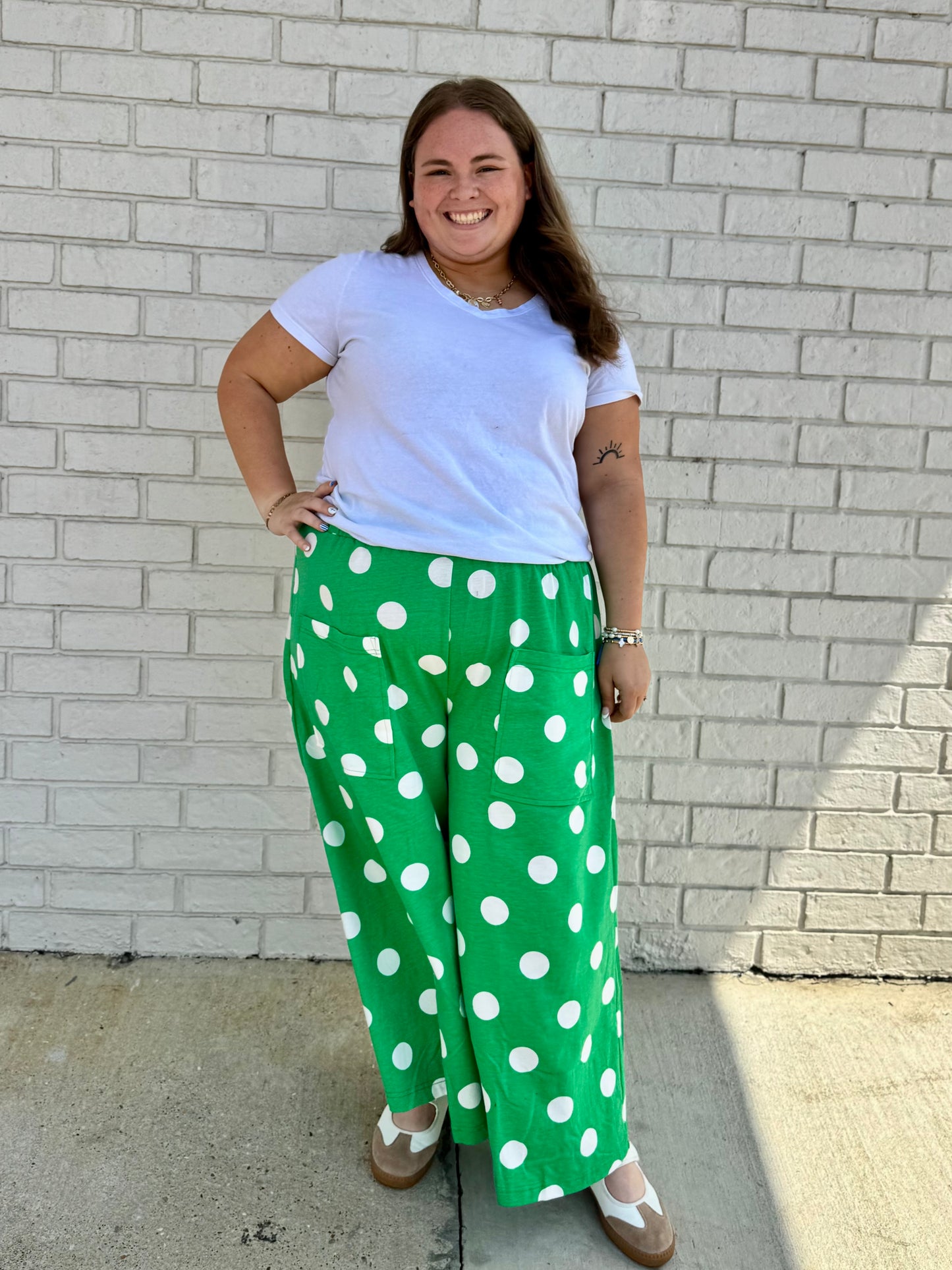 The Shimmer Shack Oddi PLUS Polka Dot Pants Green