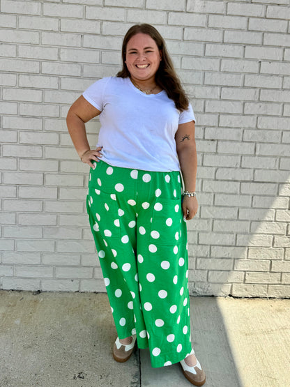The Shimmer Shack Oddi PLUS Polka Dot Pants Green