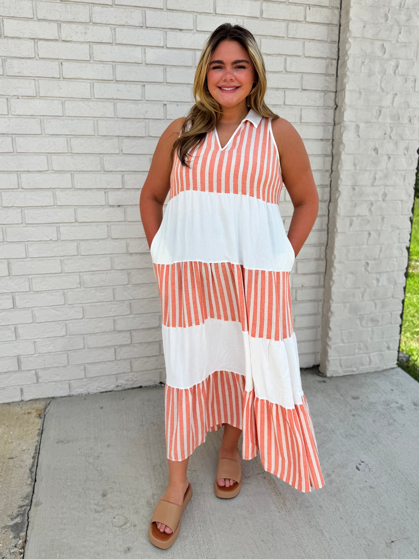 The Shimmer Shack Plus Stripe Sleeveless Maxi