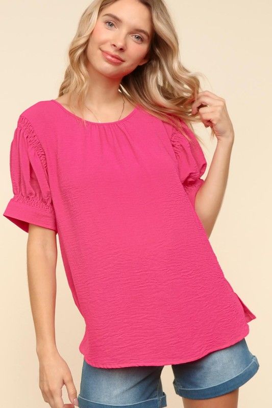 Haptic's Solid Woven Fuschia Top