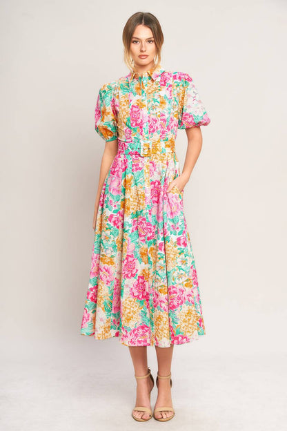 Fuchsia Teal Spring Dress