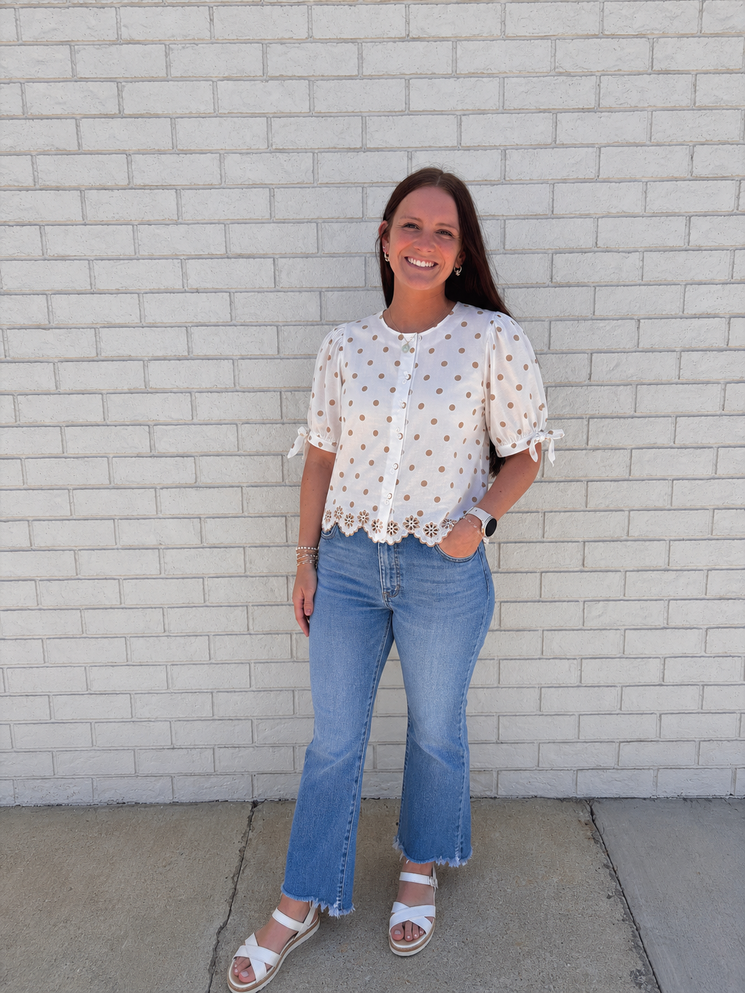 Cream Polka Dot Blouse