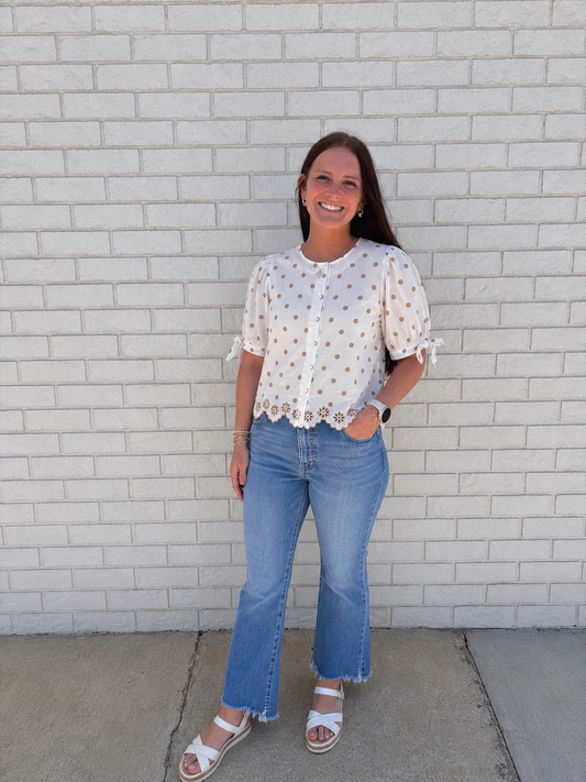 Cream Polka Dot Blouse