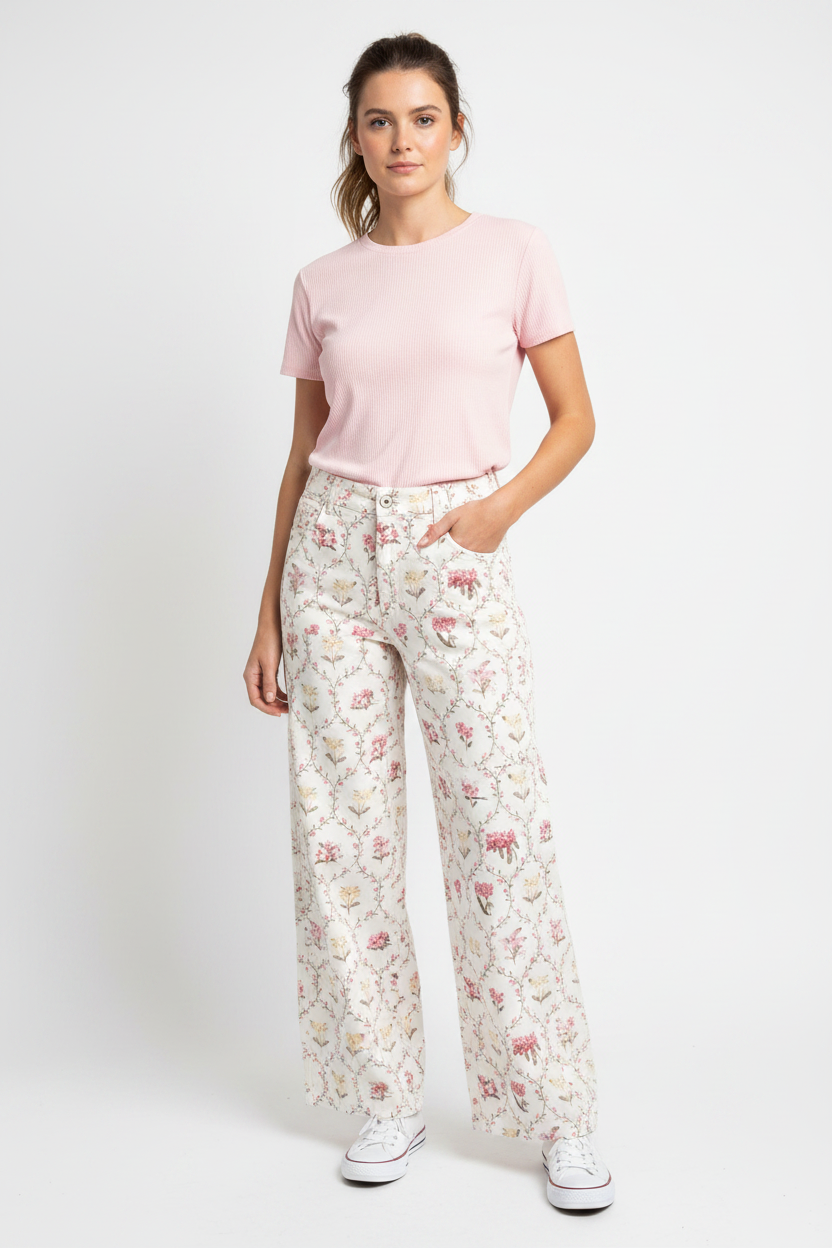 Entro White flower pants
