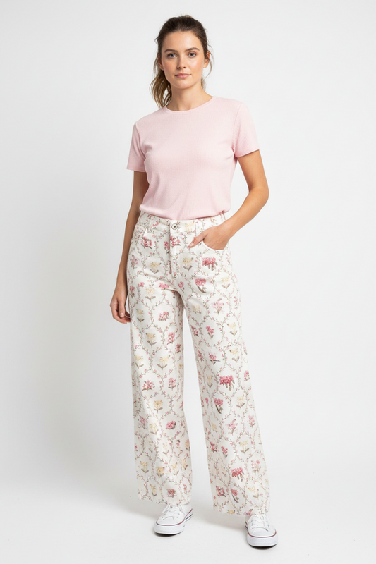 Entro White flower pants