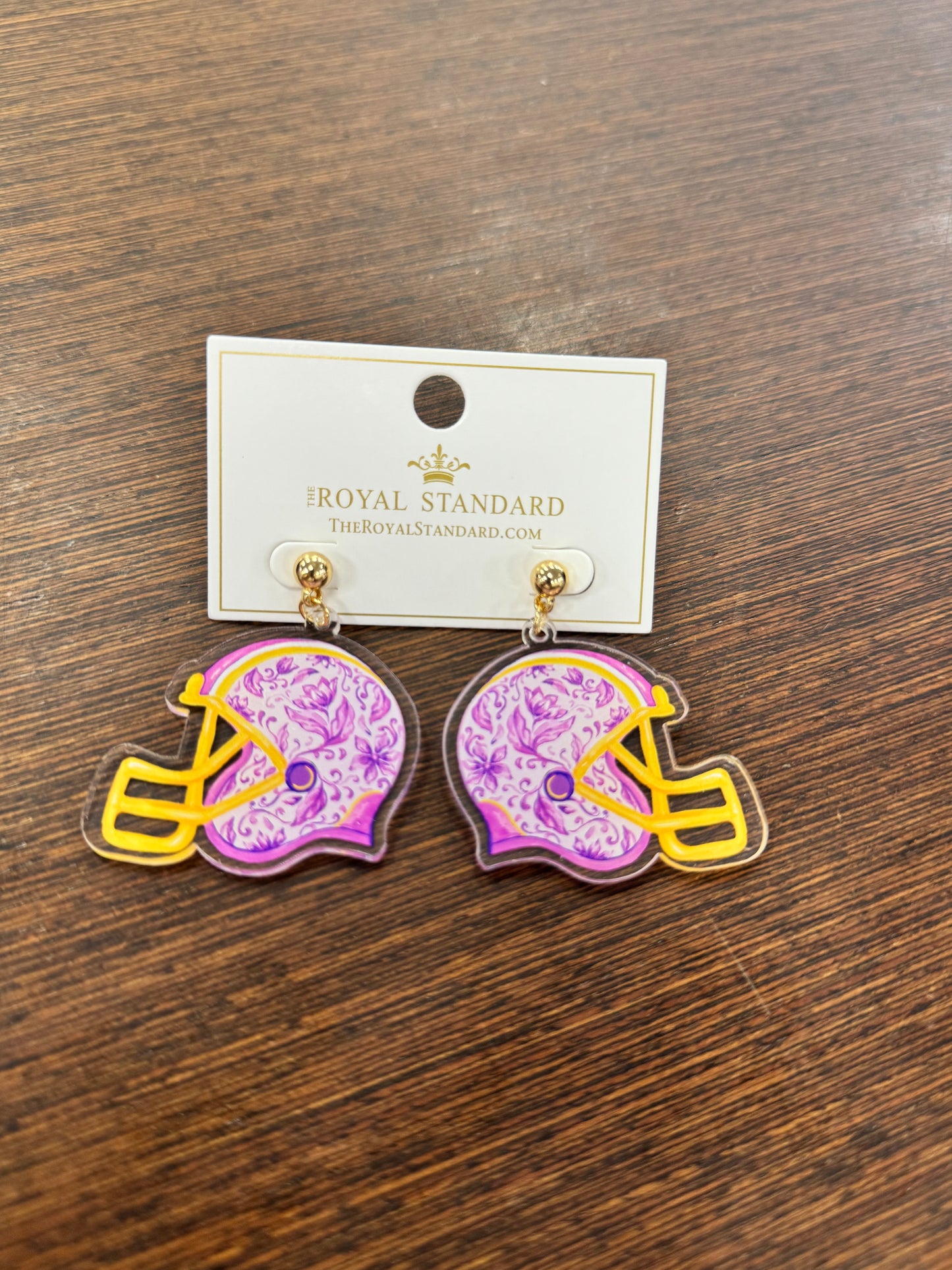 Chinoiserie LSU game day earrings