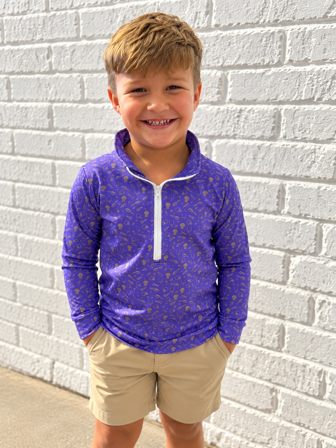 Purple & Gold Go Team Boy Quarter Zip