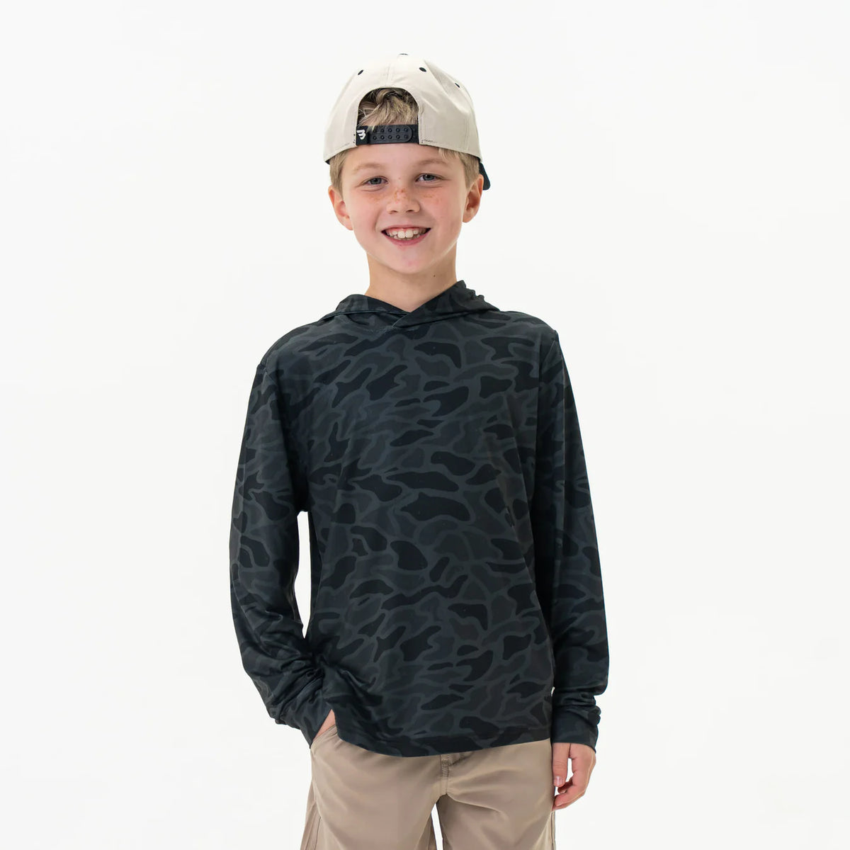 Burlebo youth black camo performance hoodie