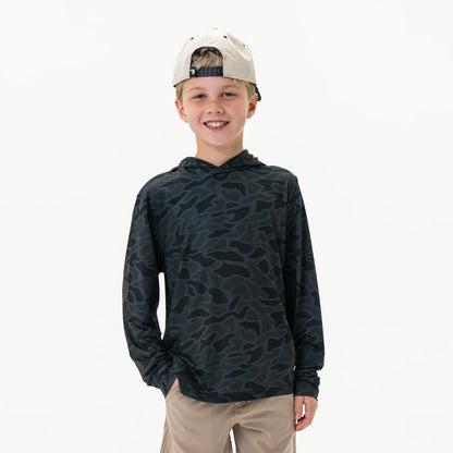 Burlebo youth black camo performance hoodie
