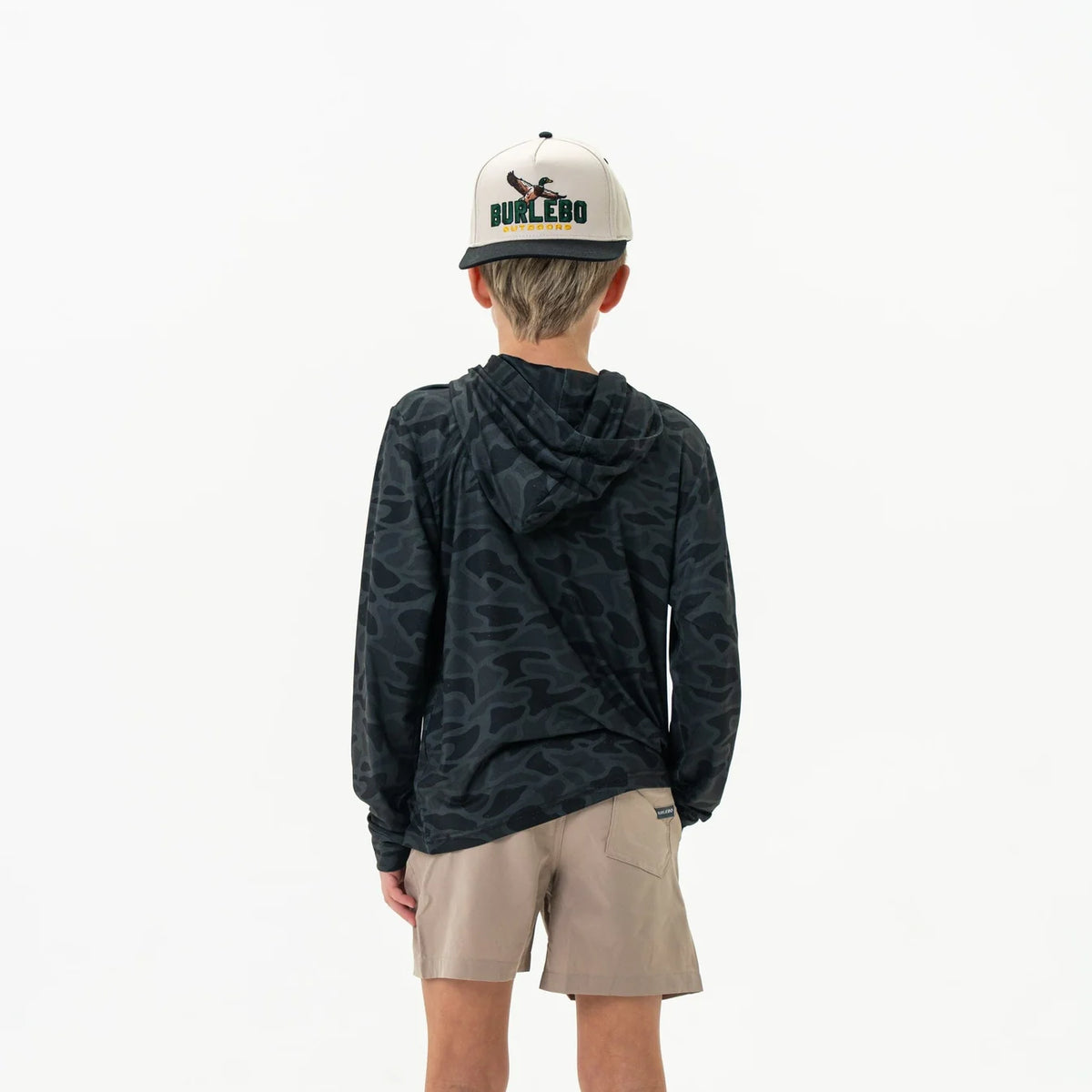 Burlebo youth black camo performance hoodie