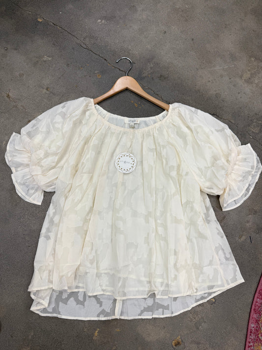 Ivory Bloom Flutter Top