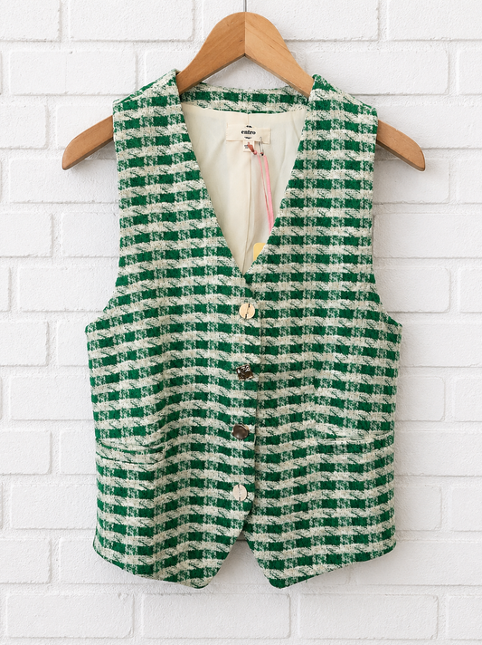 green and white checkered/strip top