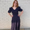 Navy puff sleeve dress