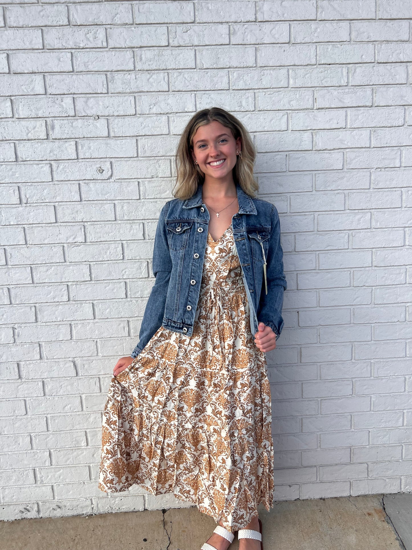 Latte and ivory patterned dress