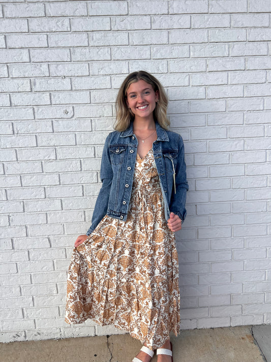 Latte and ivory patterned dress