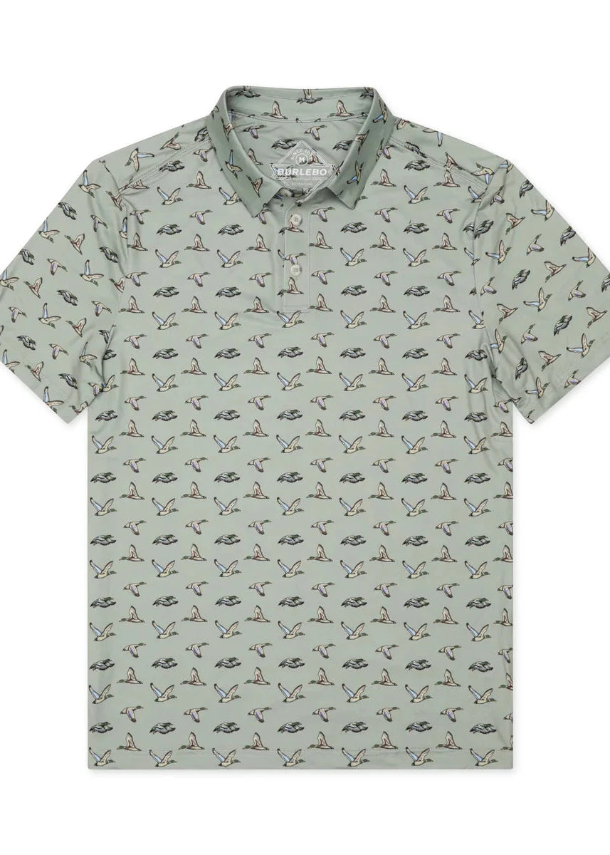 Burlebo Performance Polo - Flying Ducks in Green