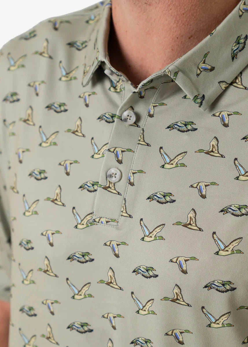 Burlebo Performance Polo - Flying Ducks in Green