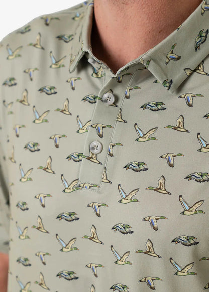 Burlebo Performance Polo - Flying Ducks in Green