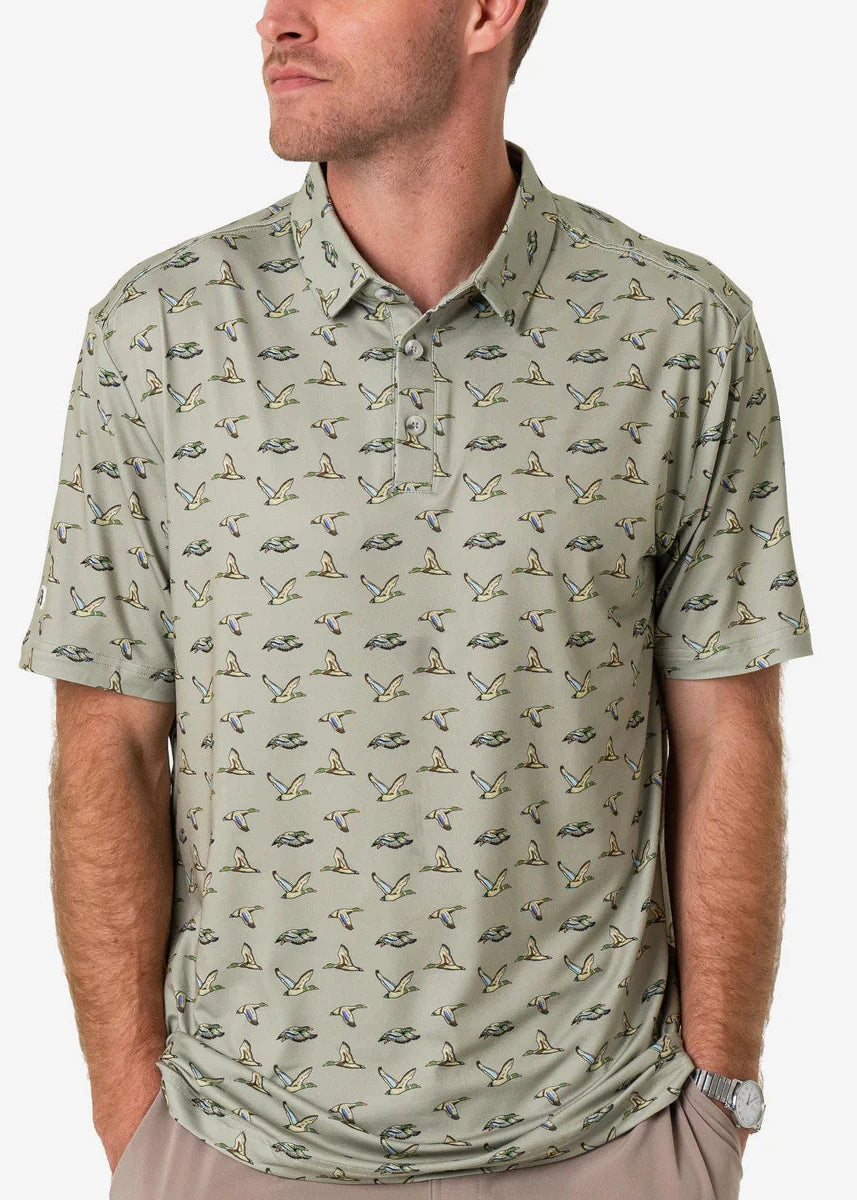 Burlebo Performance Polo - Flying Ducks in Green