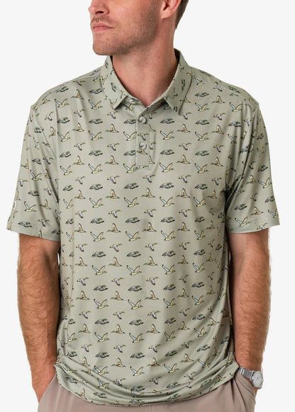 Burlebo Performance Polo - Flying Ducks in Green