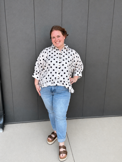 The Shimmer Shack Haptics Polka Dot Button-up