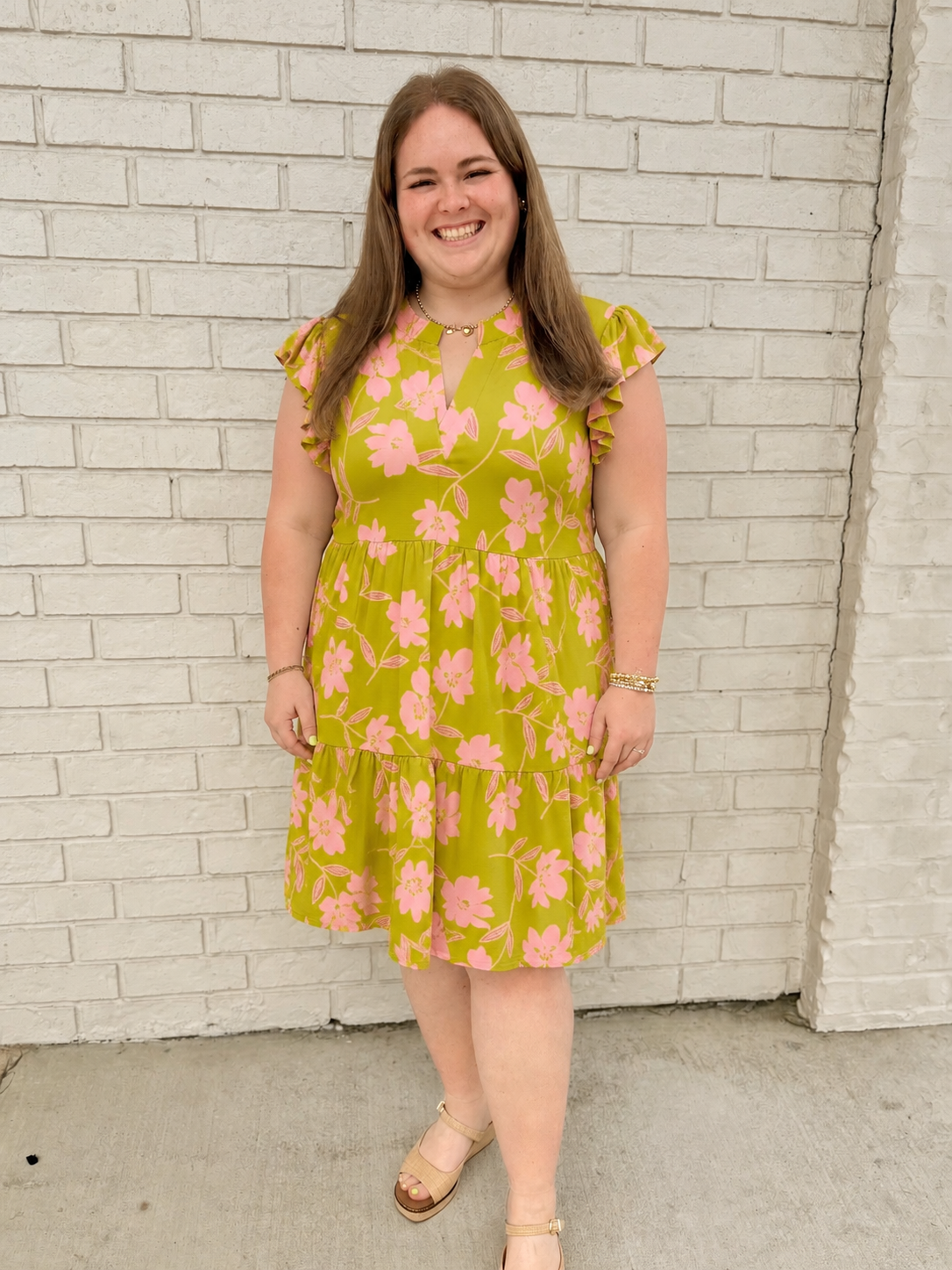 The Shimmer Shack Green and Pink Dear Scarlett Dress