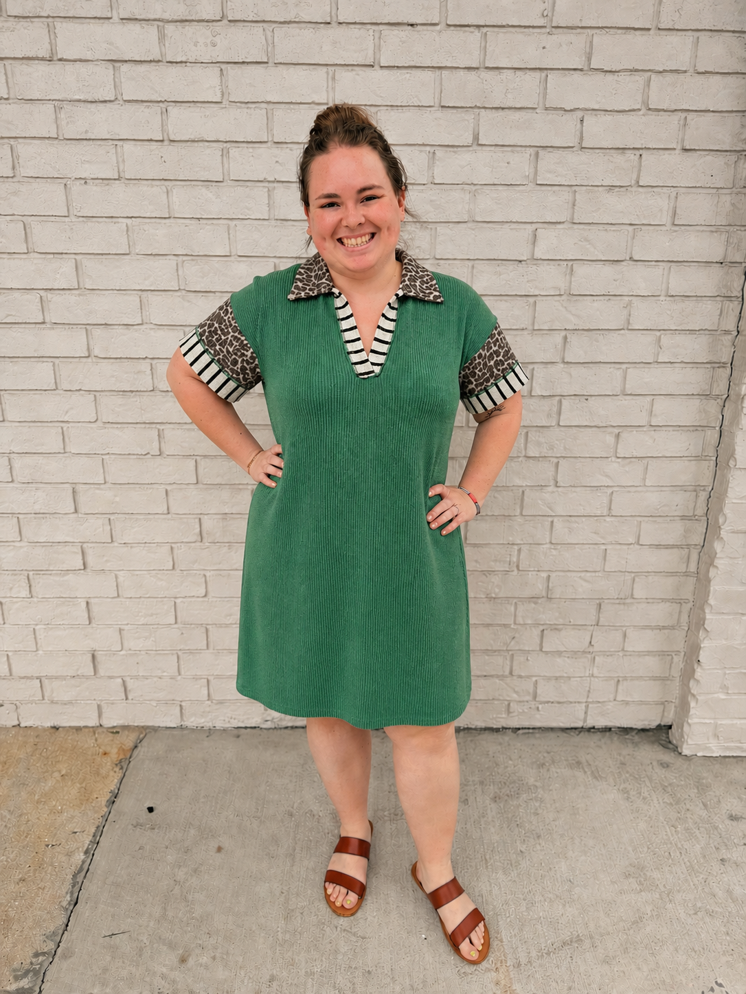The Shimmer Shack PLUS V Neck Polo Collar Dress