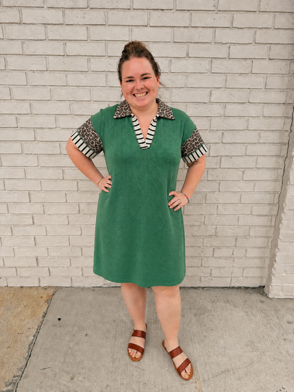 The Shimmer Shack PLUS V Neck Polo Collar Dress